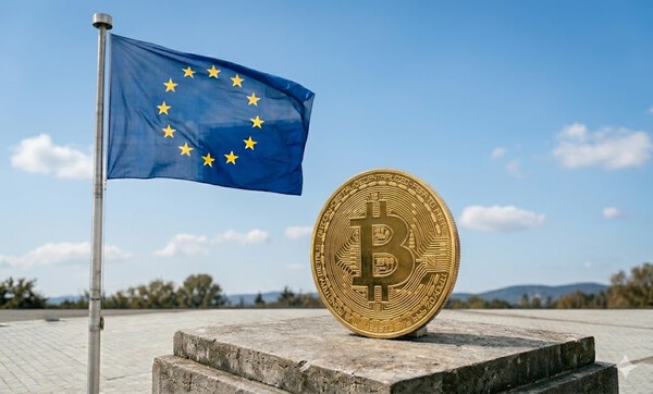 The EU flag and bitcoin
